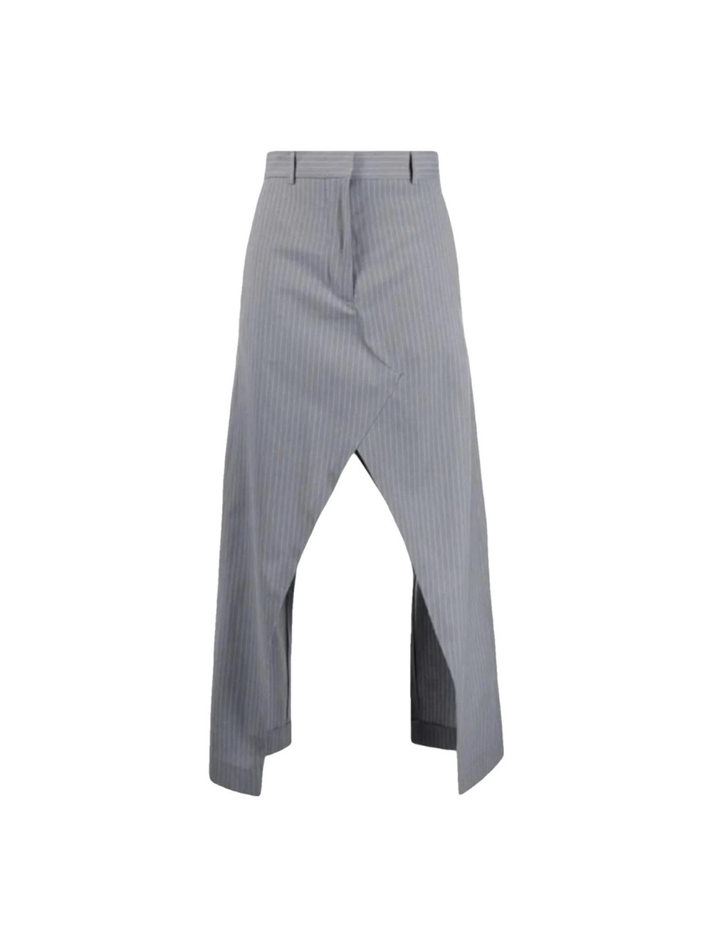 MM6 Maison Martin Margiela Gray Pinstripe Midi Skirt with Split Front